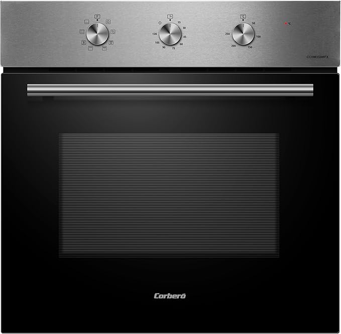 CORBERO CCHM350MFX Horno Capacidad 65L, Cristal Negro Perfil Inox, Hidrólisis, Multifunción, 8 Progr